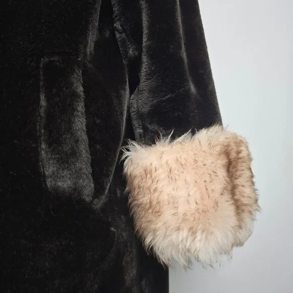 Vintage Benje's Furlook Faux Fur Brown Button Up Jacket Size L/XL - Picture 4 of 11